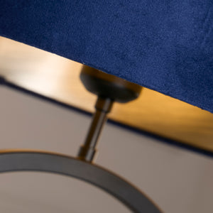 Searchlight Electric Elegant Table Lamp - Matt Black Metal With Navy Shade 93101AZ