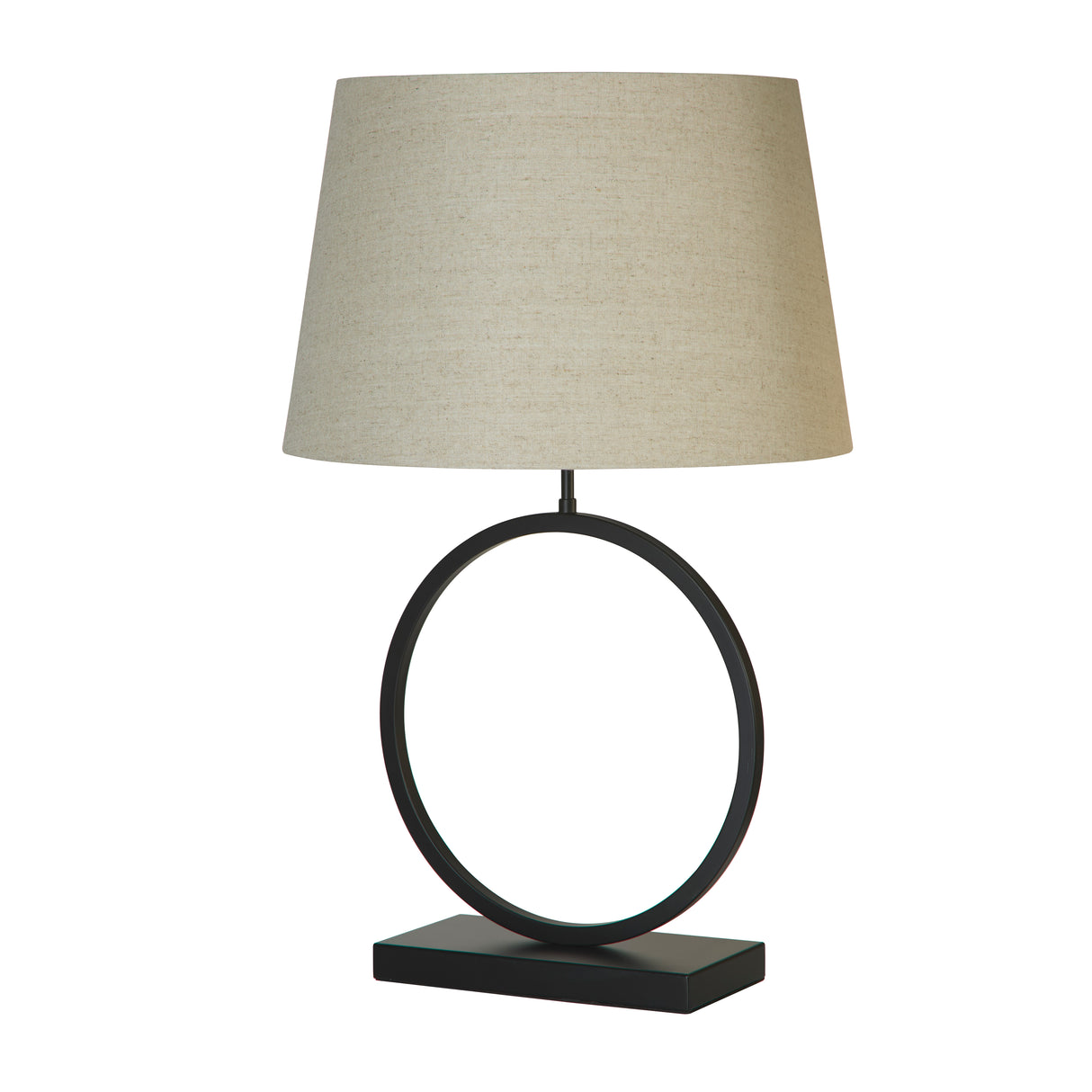 Searchlight Electric Elegant Table Lamp - Matt Black Metal With Natural Shade 93101NA