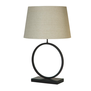 Searchlight Electric Elegant Table Lamp - Matt Black Metal With Natural Shade 93101NA