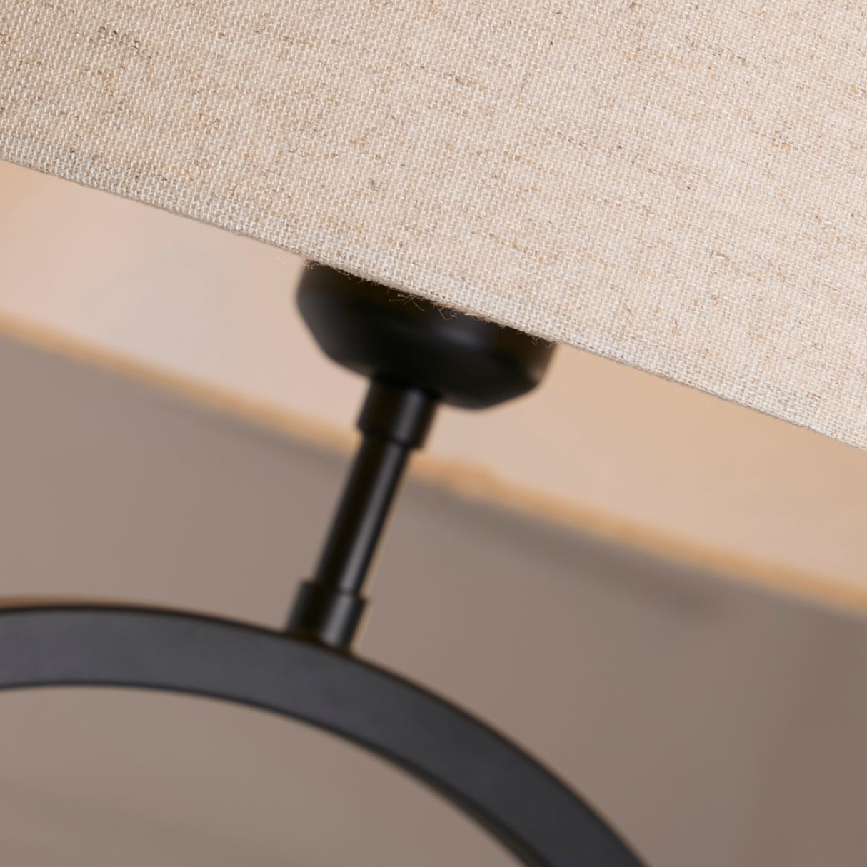 Searchlight Electric Elegant Table Lamp - Matt Black Metal With Natural Shade 93101NA