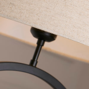 Searchlight Electric Elegant Table Lamp - Matt Black Metal With Natural Shade 93101NA