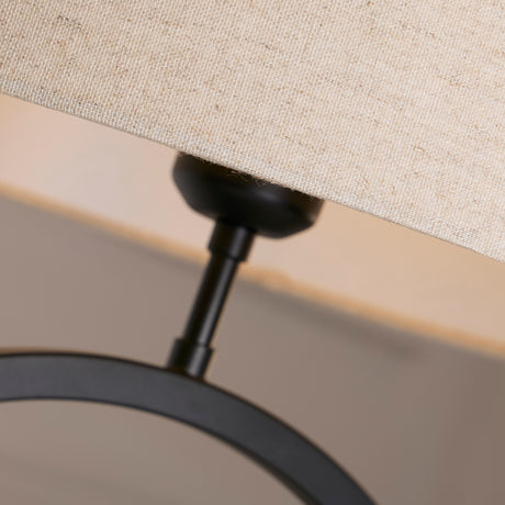 Searchlight Electric Elegant Table Lamp - Matt Black Metal With Natural Shade 93101NA