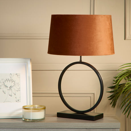Searchlight Electric Elegant Table Lamp -Matt Black Metal With Burnt Orange Shade 93101OR