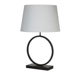 Searchlight Electric Elegant Table Lamp - Matt Black Metal With White Shade 93101WH