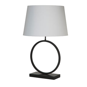 Searchlight Electric Elegant Table Lamp - Matt Black Metal With White Shade 93101WH