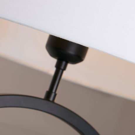 Searchlight Electric Elegant Table Lamp - Matt Black Metal With White Shade 93101WH
