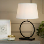 Searchlight Electric Elegant Table Lamp - Matt Black Metal With White Shade 93101WH