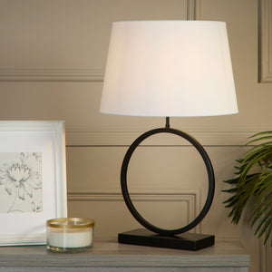 Searchlight Electric Elegant Table Lamp - Matt Black Metal With White Shade 93101WH