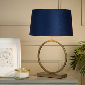 Searchlight Electric Elegant Table Lamp - Bronze Metal With Navy Shade 93102AZ