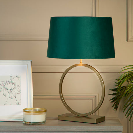 Searchlight Electric Elegant Table Lamp - Bronze Metal With Emerald Shade 93102EM