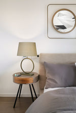 Searchlight Electric Elegant Table Lamp - Bronze Metal With Natural Shade 93102NA