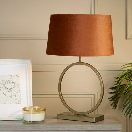 Searchlight Electric Elegant Table Lamp - Bronze Metal With Burnt Orange Shade 93102OR