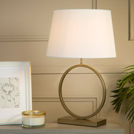 Searchlight Electric Elegant Table Lamp - Bronze Metal With White Shade 93102WH