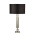 Kylie Table Lamp - Chrome Metal, Clear Glass & Black Shade