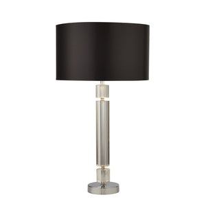 Kylie Table Lamp - Chrome Metal, Clear Glass & Black Shade