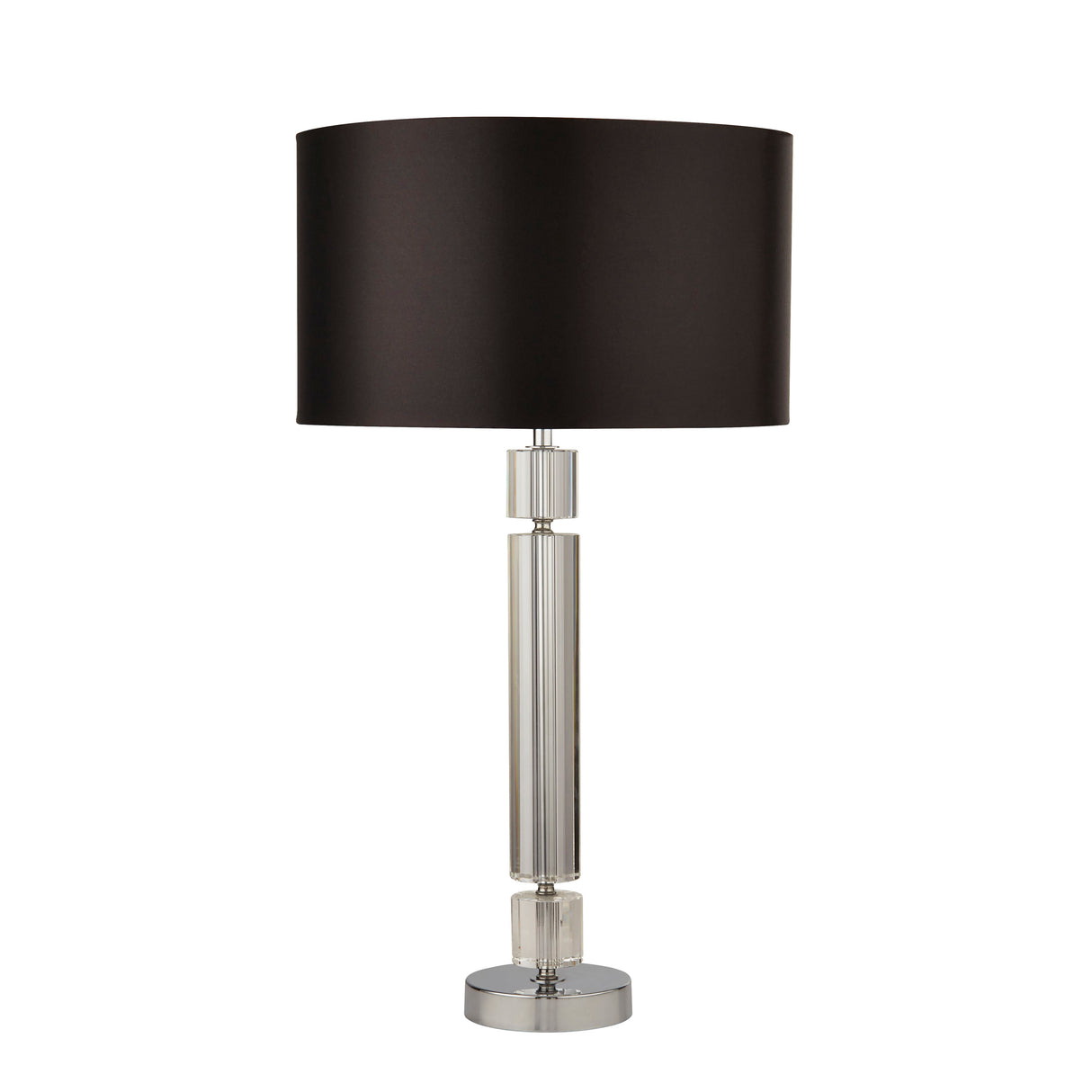 Searchlight Electric Kylie Table Lamp - Chrome Metal, Clear Glass & Black Shade 9387CC