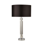 Searchlight Electric Kylie Table Lamp - Chrome Metal, Clear Glass & Black Shade 9387CC