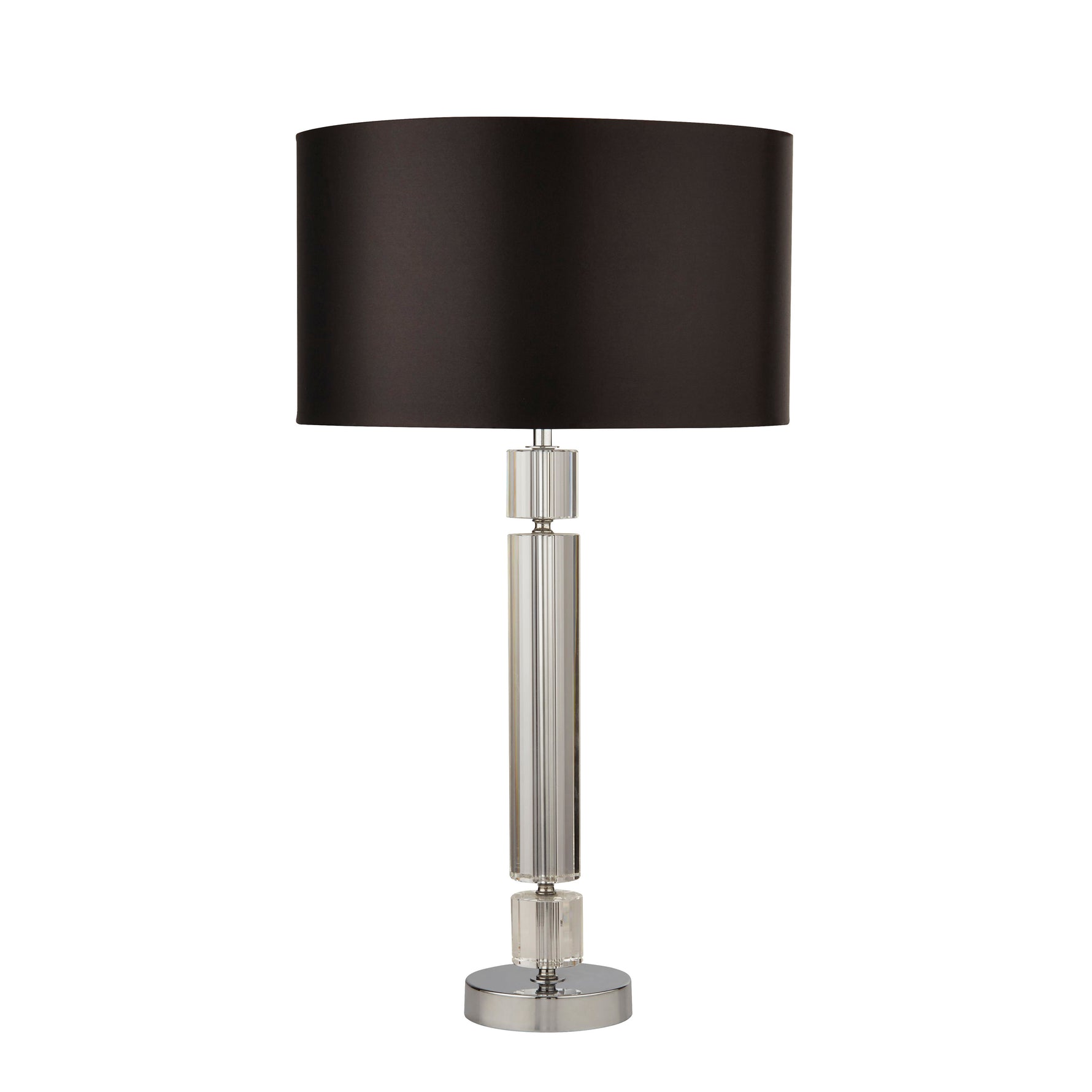 Searchlight Electric Kylie Table Lamp - Chrome Metal, Clear Glass & Black Shade 9387CC