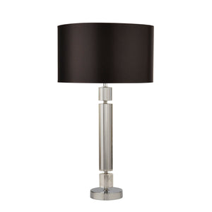 Searchlight Electric Kylie Table Lamp - Chrome Metal, Clear Glass & Black Shade 9387CC
