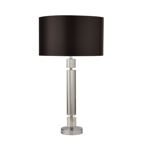 Searchlight Electric Kylie Table Lamp - Chrome Metal, Clear Glass & Black Shade 9387CC