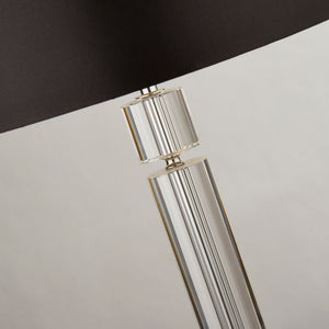 Searchlight Electric Kylie Table Lamp - Chrome Metal, Clear Glass & Black Shade 9387CC
