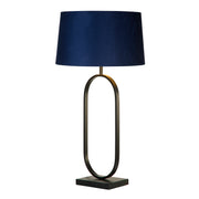 Modish Table Lamp - Matt Black Metal With Shade - Navy