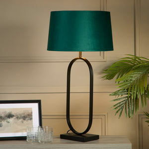 Searchlight Electric Modish Table Lamp - Matt Black Metal With Emerald Shade 94101EM