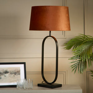 Searchlight Electric Modish Table Lamp - Matt Black Metal With Burnt Orange Shade 94101OR