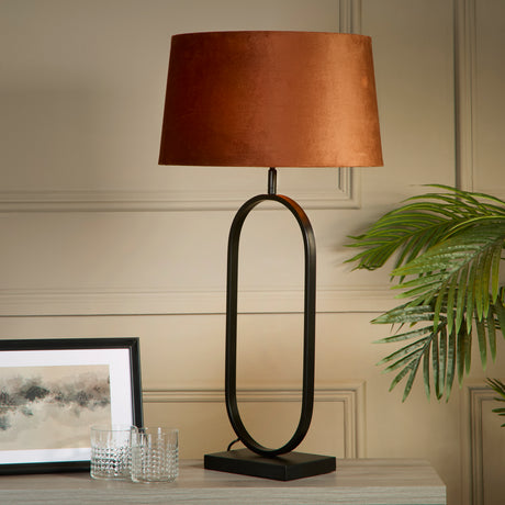 Searchlight Electric Modish Table Lamp - Matt Black Metal With Burnt Orange Shade 94101OR