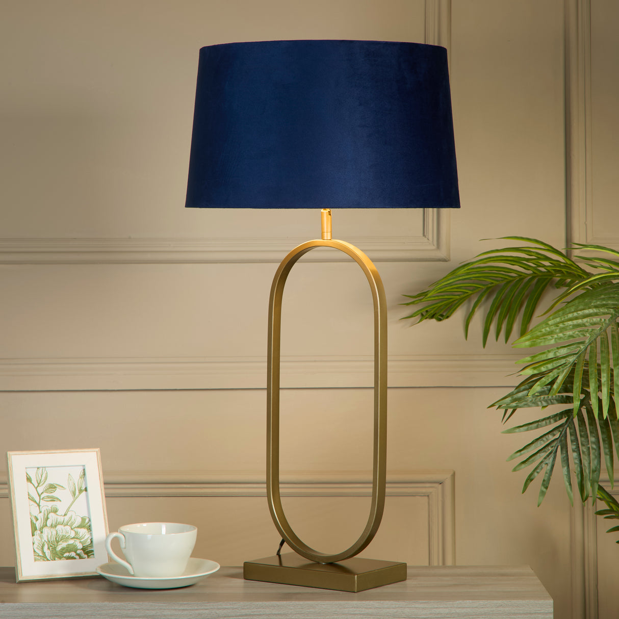 Searchlight Electric Modish Table Lamp - Bronze Metal with Navy Shade 94102AZ