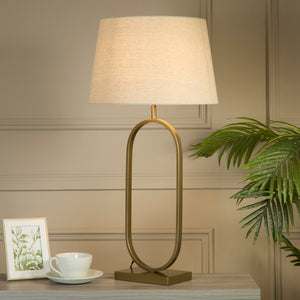Searchlight Electric Modish Table Lamp - Bronze Metal with Natural Shade 94102NA