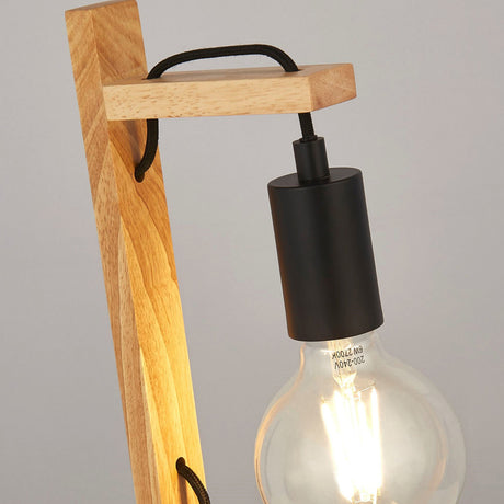 Searchlight Electric Woody  Table Lamp  - Natural Wood & Black Metal 95041-1BR