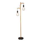 Woody  2Lt Floor Lamp  - Natural Wood & Black Metal