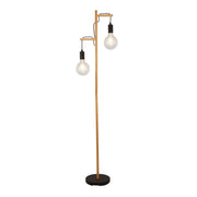 Woody  2Lt Floor Lamp  - Natural Wood & Black Metal