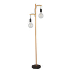 Searchlight Electric Woody  2Lt Floor Lamp  - Natural Wood & Black Metal 95041-2BR