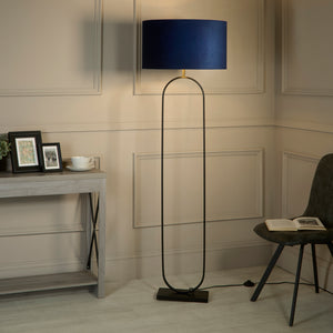 Searchlight Electric Modish Floor Lamp - Black Metal with Navy Shade 95101AZ