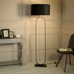 Searchlight Electric Modish Floor Lamp - Black Metal with Black Shade 95101BK