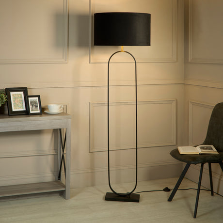 Searchlight Electric Modish Floor Lamp - Black Metal with Black Shade 95101BK