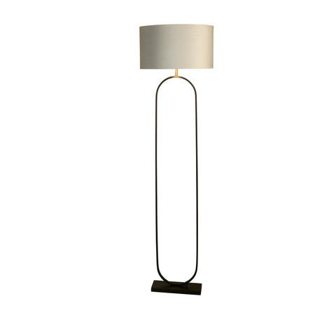 Modish Floor Lamp Black Metal with Light Grey Shade