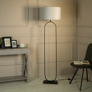 Searchlight Electric Modish Floor Lamp Black Metal with Light Grey Shade 95101GY