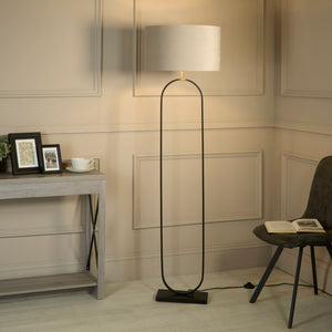Searchlight Electric Modish Floor Lamp - Black Metal with Taupe Shade 95101TA