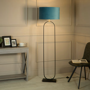 Searchlight Electric Modish Floor Lamp - Black Metal with Teal Shade 95101TE