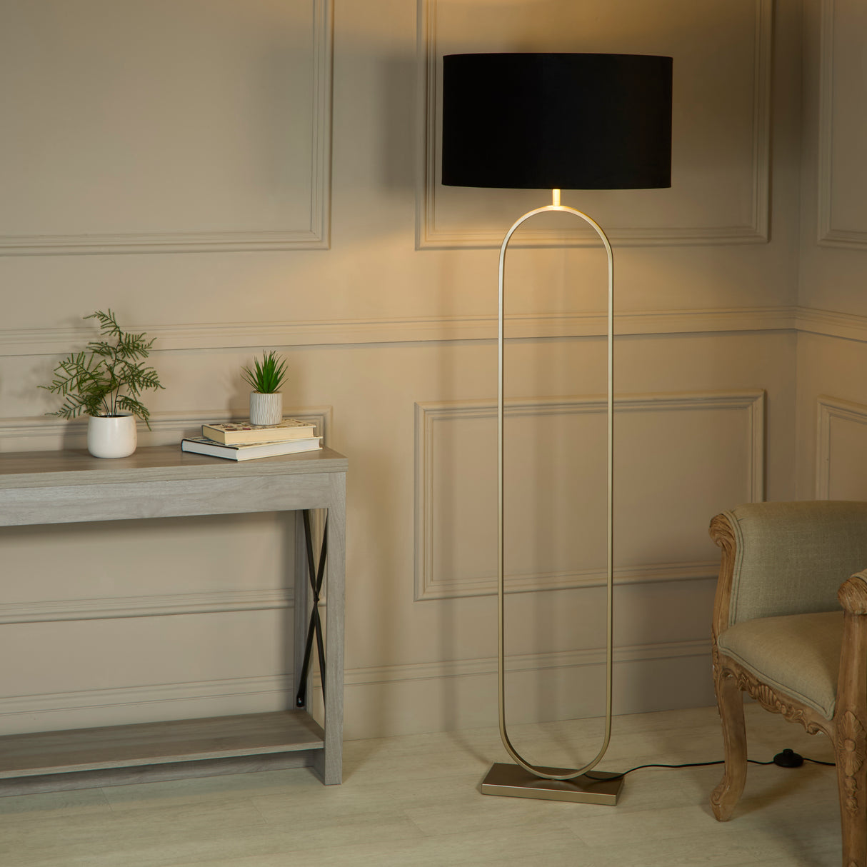 Searchlight Electric Modish Floor Lamp Bronze Metal with Black Shade 95102BK
