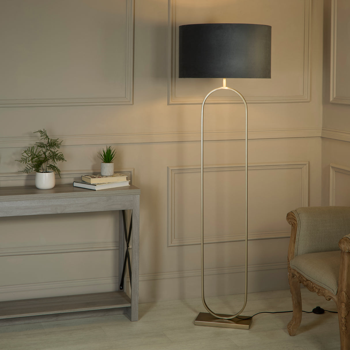 Searchlight Electric Modish Floor Lamp Bronze Metal with Dark Grey Shade 95102DGY