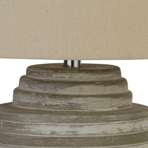 Searchlight Electric Liana Table Lamp - Grey Cement & Grey Fabric Shade 9621GY