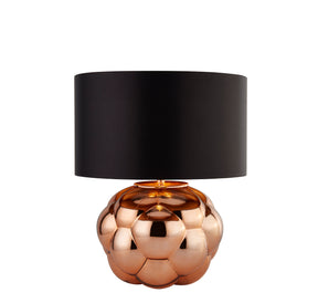 Fizz Table Lamp - Copper Glass & Black Faux Silk Shade