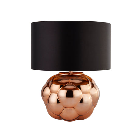 Searchlight Electric Fizz Table Lamp - Copper Glass & Black Faux Silk Shade 9711CU