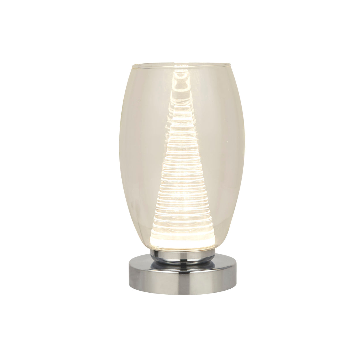 Cyclone Table Lamp - Chrome Metal & Clear Glass