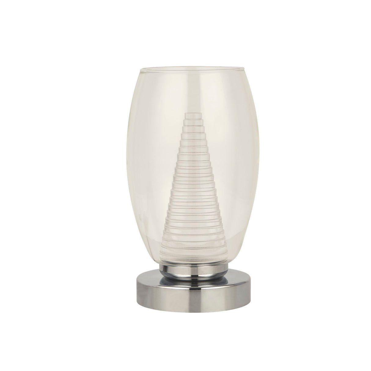 Searchlight Electric Cyclone Table Lamp - Chrome Metal & Clear Glass 97293-1CL