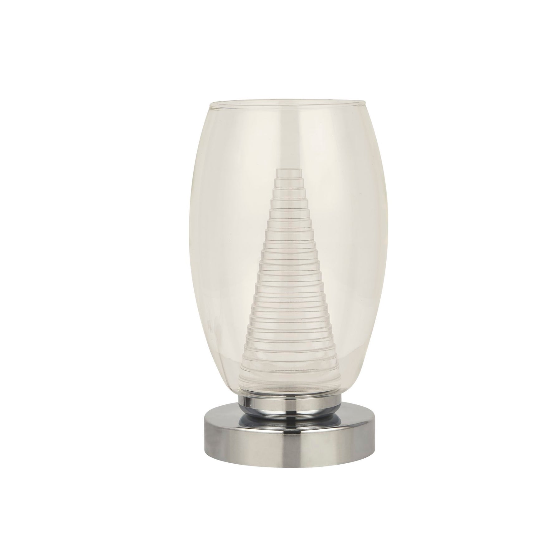 Searchlight Electric Cyclone Table Lamp - Chrome Metal & Clear Glass 97293-1CL